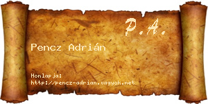 Pencz Adrián névjegykártya