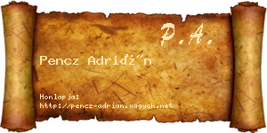 Pencz Adrián névjegykártya